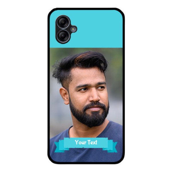 Galaxy M04 Personalized Glass Phone Case - Simple Blue Color Design Galaxy M04 Personalized Glass Phone Case - Simple Blue Color Design