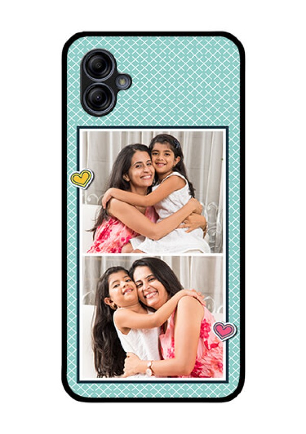 Galaxy M04 Custom Glass Phone Case - 2 Image Holder with Pattern Design