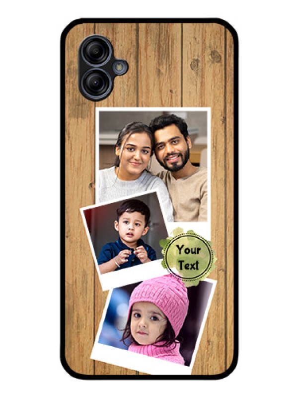 Custom Galaxy M04 Custom Glass Phone Case - Wooden Texture Design
