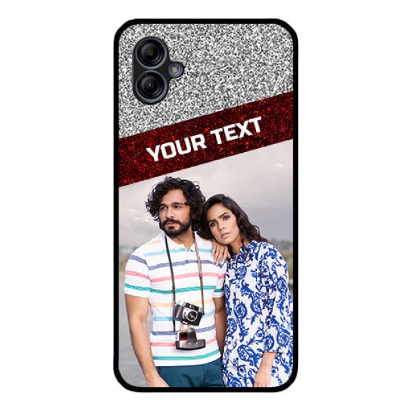 Galaxy M04 Personalized Glass Phone Case - Image Holder with Glitter Strip Design Galaxy M04 Personalized Glass Phone Case - Image Holder with Glitter Strip Design