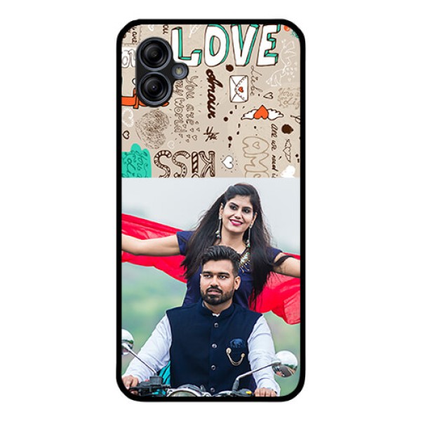 Galaxy M04 Custom Glass Phone Case - Love Doodle Pattern