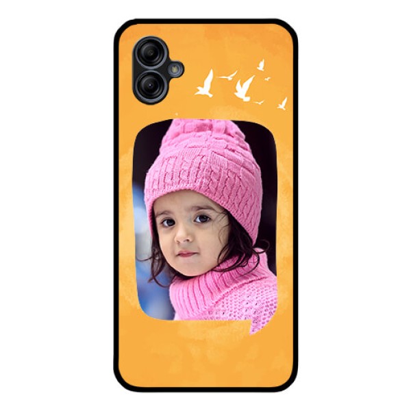 Galaxy M04 Personalized Glass Phone Case - Water Color Design with Bird Icons