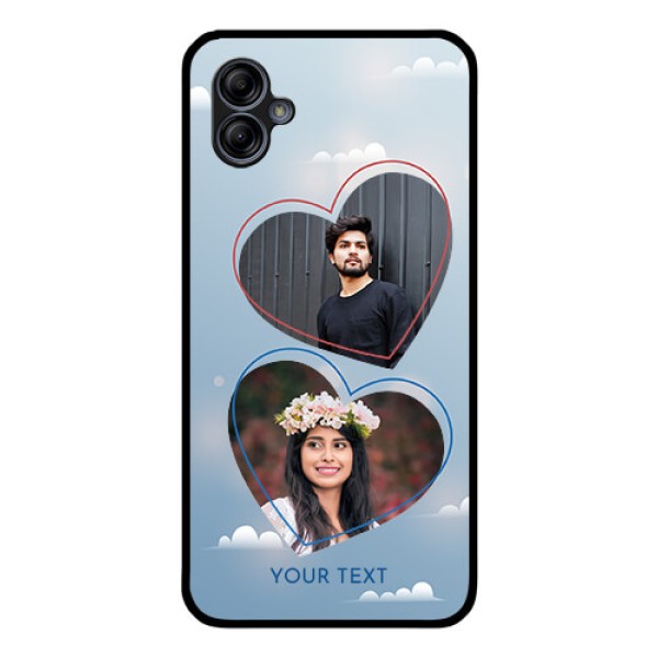 Galaxy M04 Custom Glass Mobile Case - Blue Color Couple Design
