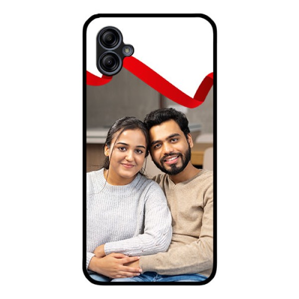 Galaxy M04 Photo Printing on Glass Case - Red Ribbon Frame Design