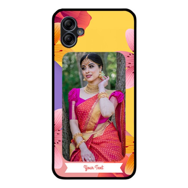 Galaxy M04 Custom Glass Mobile Case - 3 Image With Vintage Floral Design