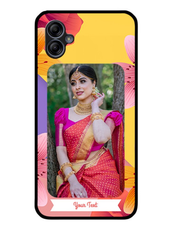 Custom Galaxy M04 Custom Glass Mobile Case - 3 Image With Vintage Floral Design