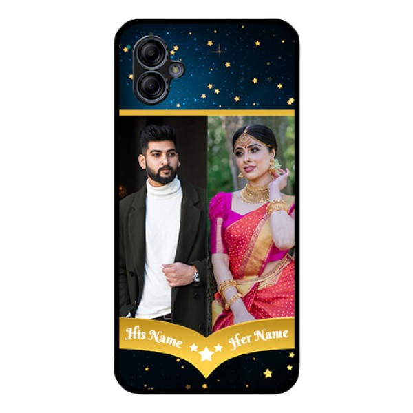 Galaxy M04 Custom Glass Phone Case - Galaxy Stars Backdrop Design