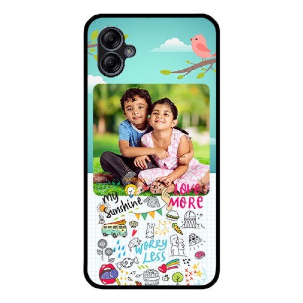 Galaxy M04 Photo Printing on Glass Case - Doodle love Design