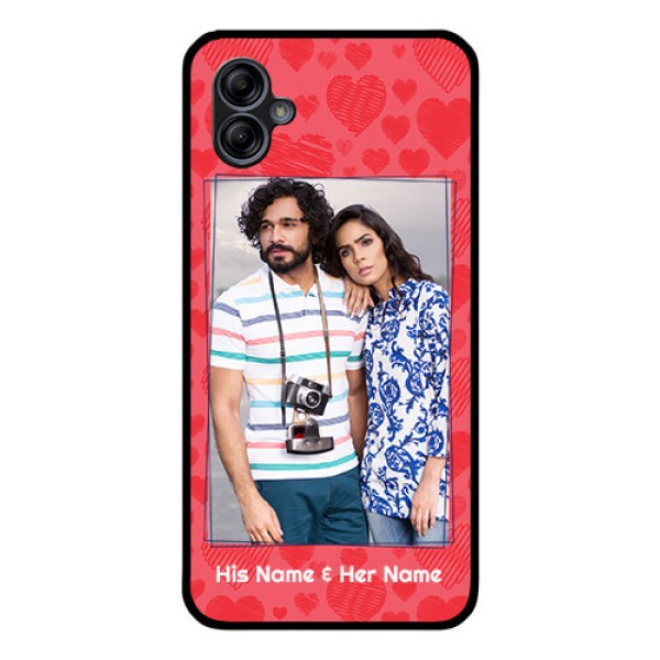 Galaxy M04 Photo Printing on Glass Case - with Red Heart Symbols Design Galaxy M04 Photo Printing on Glass Case - with Red Heart Symbols Design