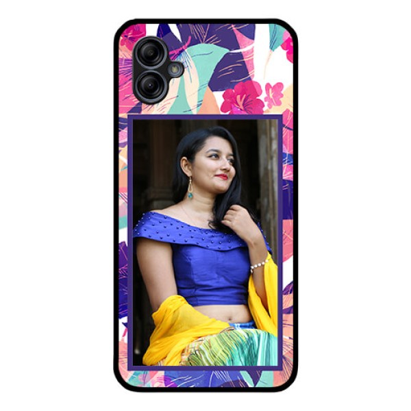 Galaxy M04 Custom Glass Mobile Case - Abstract Floral Design