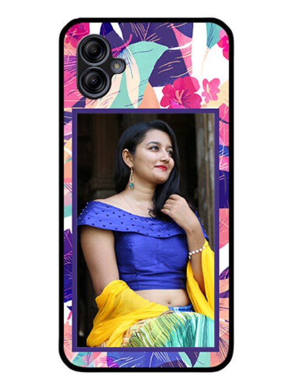 Custom Galaxy M04 Custom Glass Mobile Case - Abstract Floral Design