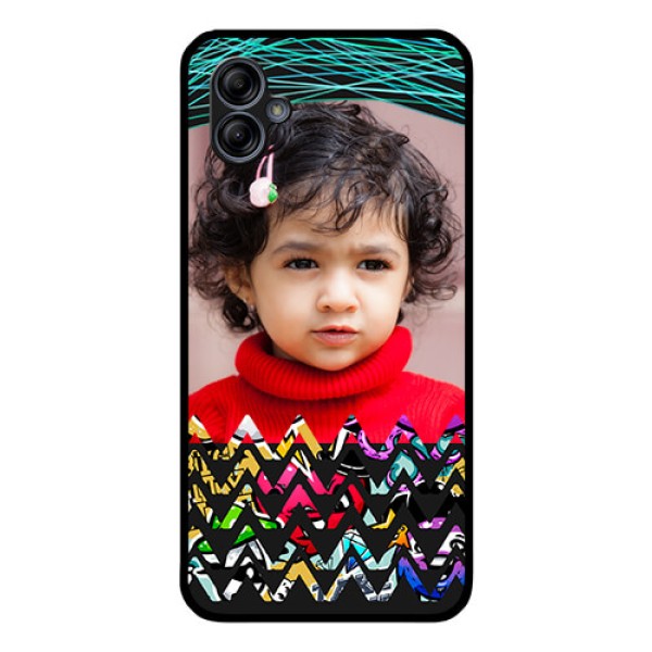 Galaxy M04 Personalized Glass Phone Case - Neon Abstract Design