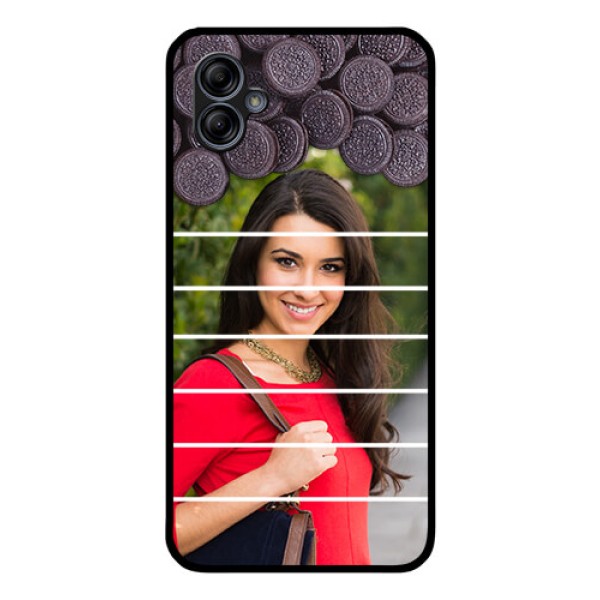 Galaxy M04 Custom Glass Phone Case - with Oreo Biscuit Design Galaxy M04 Custom Glass Phone Case - with Oreo Biscuit Design