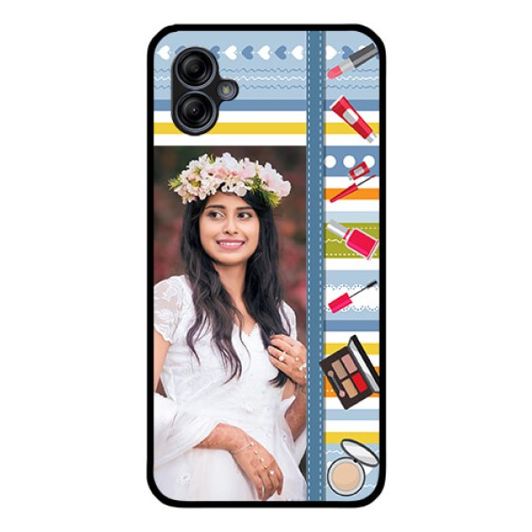 Galaxy M04 Personalized Glass Phone Case - Makeup Icons Design