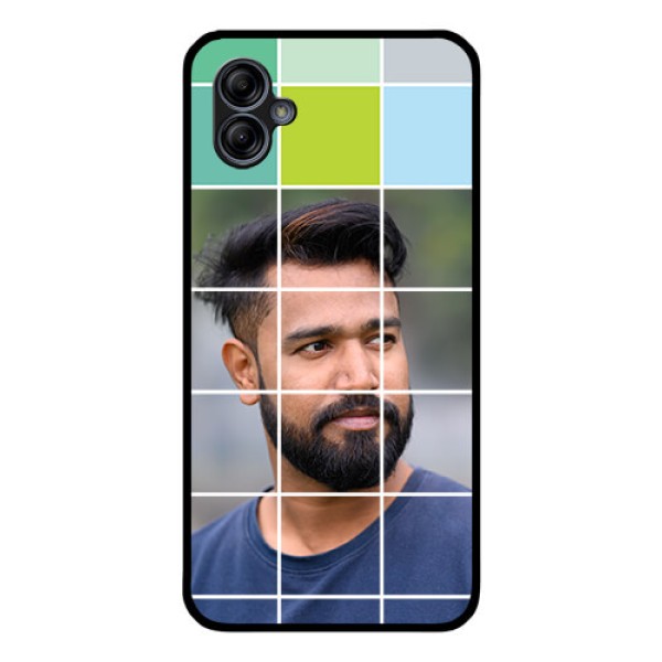 Galaxy M04 Photo Printing on Glass Case - with white box pattern
