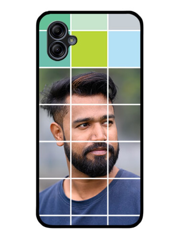 Custom Galaxy M04 Photo Printing on Glass Case - with white box pattern