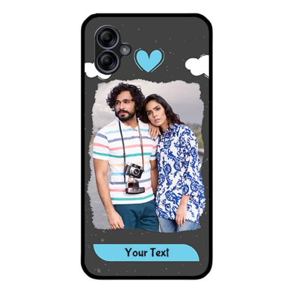 Galaxy M04 Custom Glass Phone Case - Splashes with love doodles Design Galaxy M04 Custom Glass Phone Case - Splashes with love doodles Design