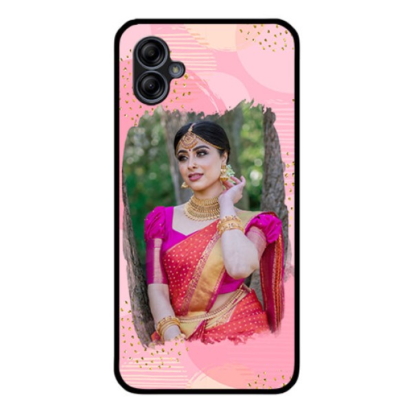 Galaxy M04 Personalized Glass Phone Case - Gold Glitter Splash Design Galaxy M04 Personalized Glass Phone Case - Gold Glitter Splash Design