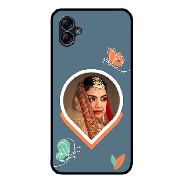 Galaxy M04 Custom Glass Mobile Case - Droplet Butterflies Design
