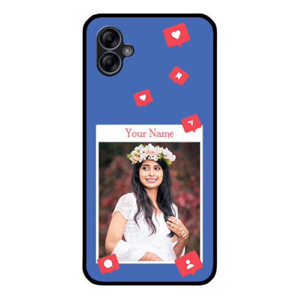 Galaxy M04 Custom Glass Phone Case - Like Share And Comment Design