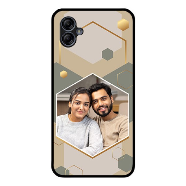 Galaxy M04 Photo Printing on Glass Case - Stylish Hexagon Pattern Design Galaxy M04 Photo Printing on Glass Case - Stylish Hexagon Pattern Design