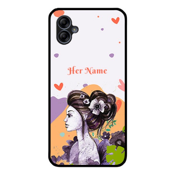 Galaxy M04 Personalized Glass Phone Case - Woman And Nature Design