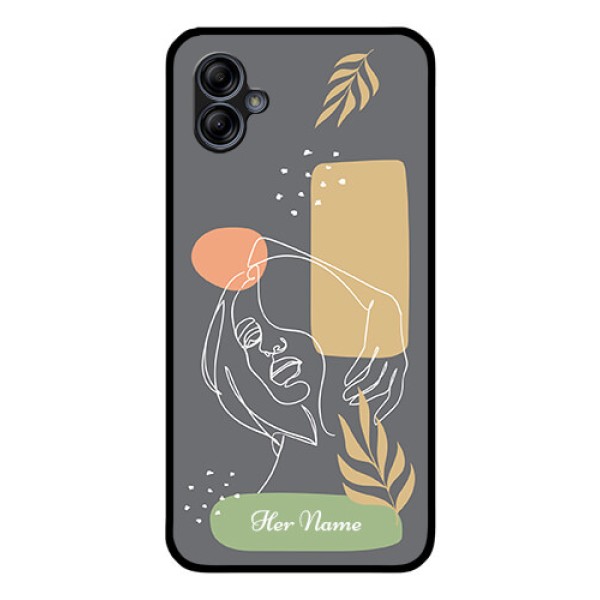 Galaxy M04 Custom Glass Phone Case - Gazing Woman line art Design