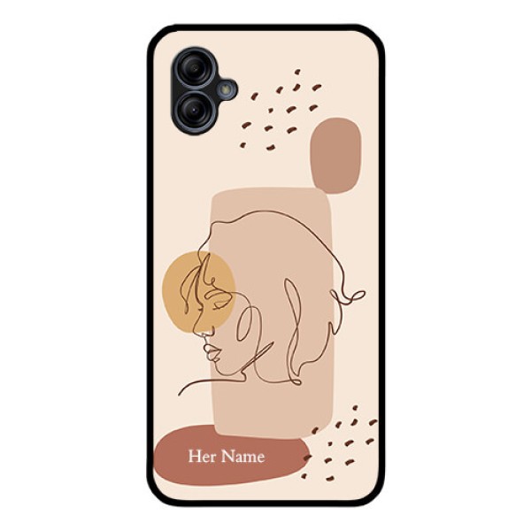 Galaxy M04 Photo Printing on Glass Case - Calm Woman line art Design Galaxy M04 Photo Printing on Glass Case - Calm Woman line art Design