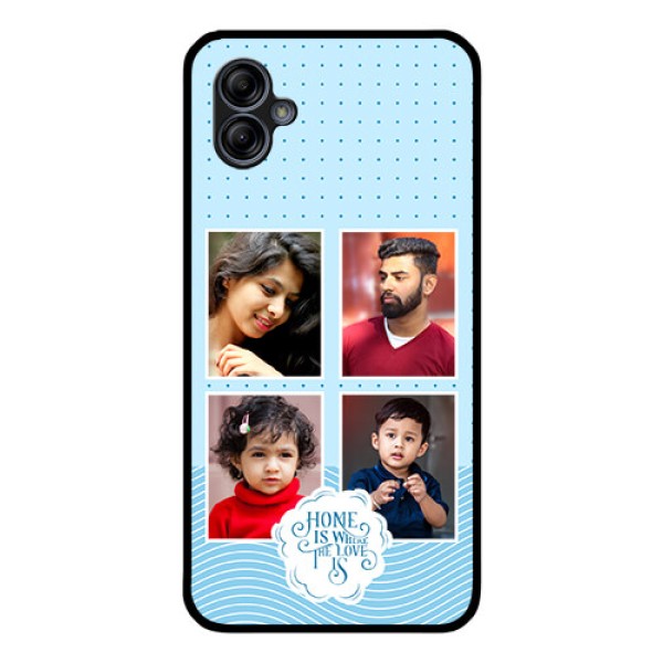 Galaxy M04 Custom Glass Phone Case - Cute love quote with 4 pic upload Design Galaxy M04 Custom Glass Phone Case - Cute love quote with 4 pic upload Design