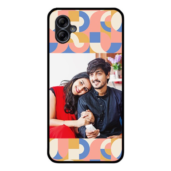 Galaxy M04 Photo Printing on Glass Case - Semi-circle Maze Pattern Design Galaxy M04 Photo Printing on Glass Case - Semi-circle Maze Pattern Design