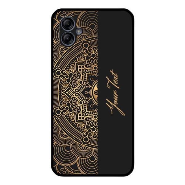 Galaxy M04 Photo Printing on Glass Case - Mandala art with custom text Design Galaxy M04 Photo Printing on Glass Case - Mandala art with custom text Design