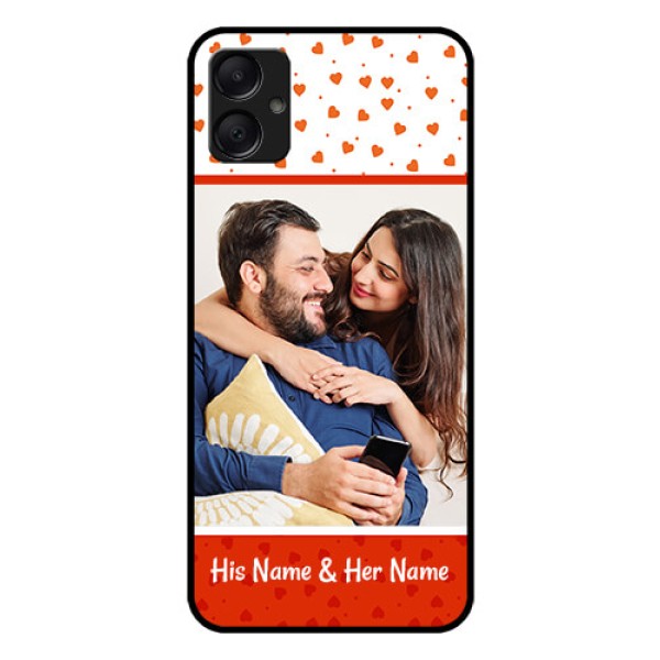 Galaxy M05 Custom Glass Phone Case - Orange Love Symbol Design