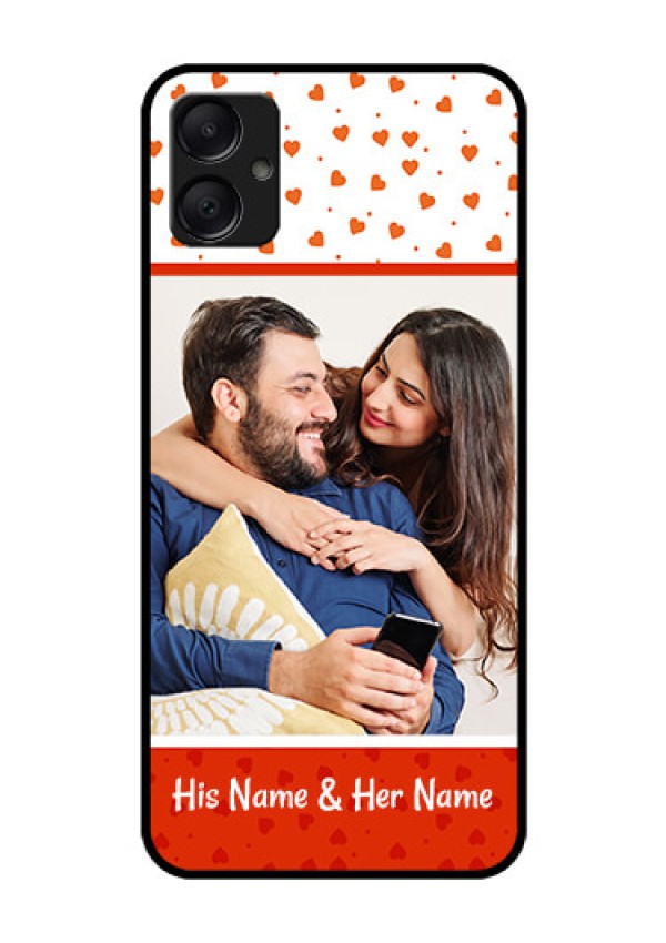 Galaxy M05 Custom Glass Phone Case - Orange Love Symbol Design