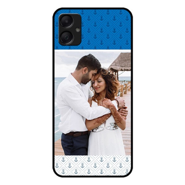 Galaxy M05 Custom Glass Phone Case - Blue Anchors Design