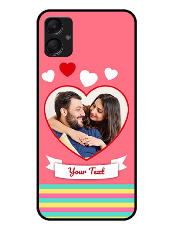 Custom Galaxy M05 Custom Glass Phone Case - Love Shapes Doodle Design