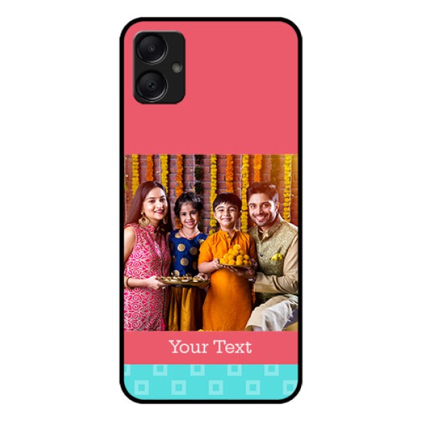 Galaxy M05 Custom Glass Phone Case - Peach and Blue Color Design Galaxy M05 Custom Glass Phone Case - Peach and Blue Color Design