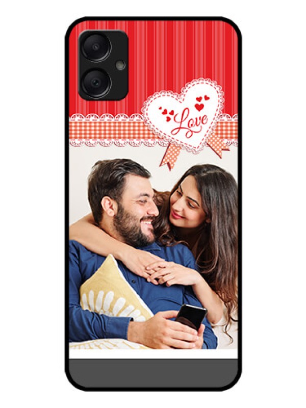 Custom Galaxy M05 Custom Glass Phone Case - Red Love Pattern Design