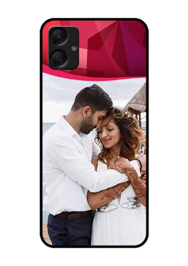 Galaxy M05 Custom Glass Phone Case - Red Abstract Design