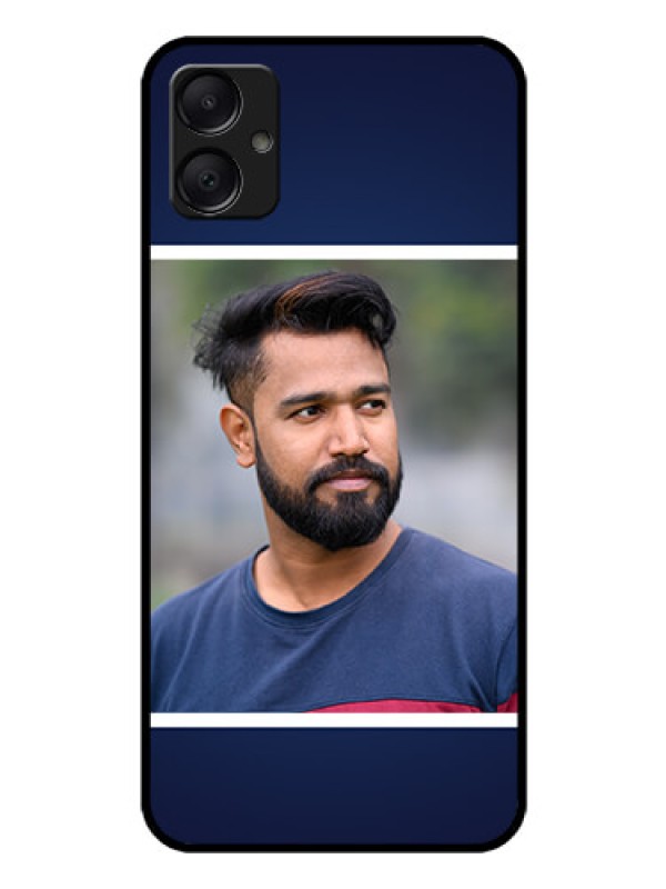 Custom Galaxy M05 Custom Glass Phone Case - Simple Royal Blue Design