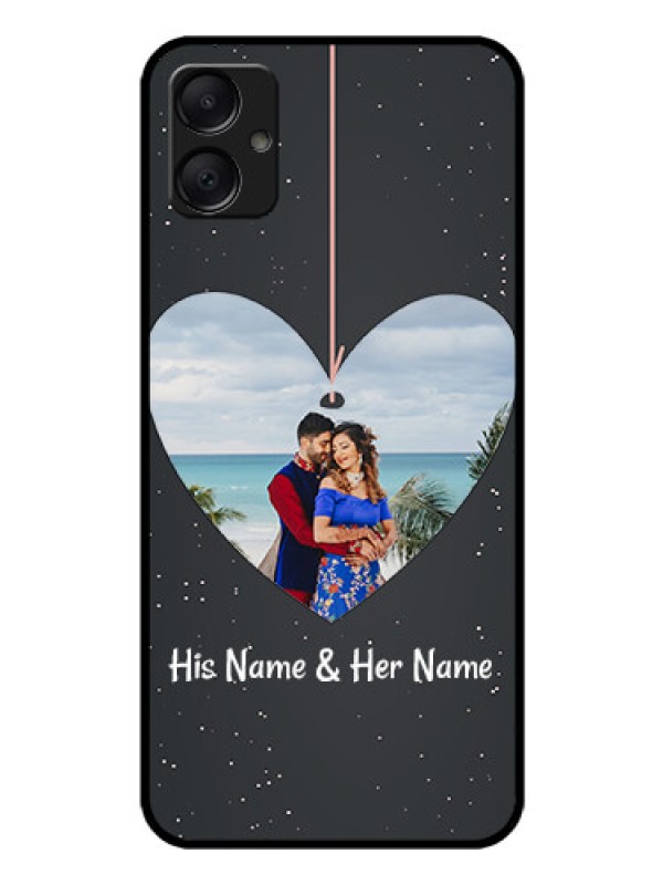 Custom Galaxy M05 Custom Glass Phone Case - Hanging Heart Design