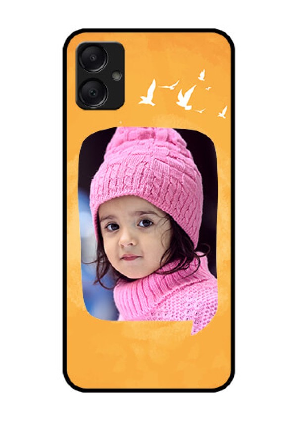 Galaxy M05 Custom Glass Phone Case - Water Color Design With Bird Icons