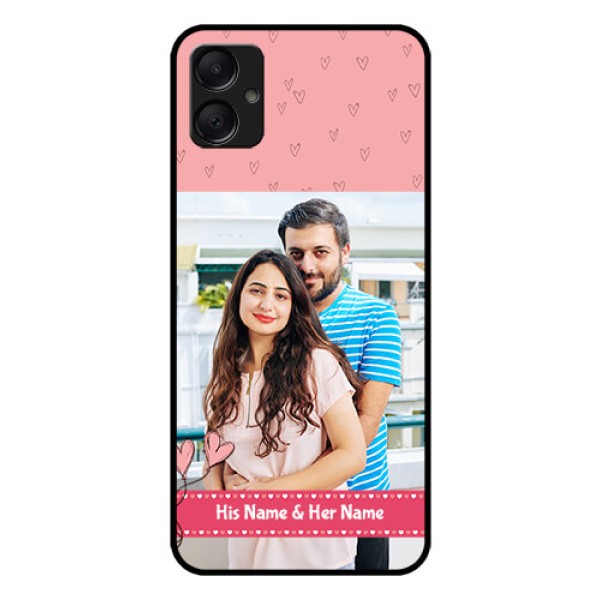 Galaxy M05 Custom Glass Phone Case - Love Design Peach Color