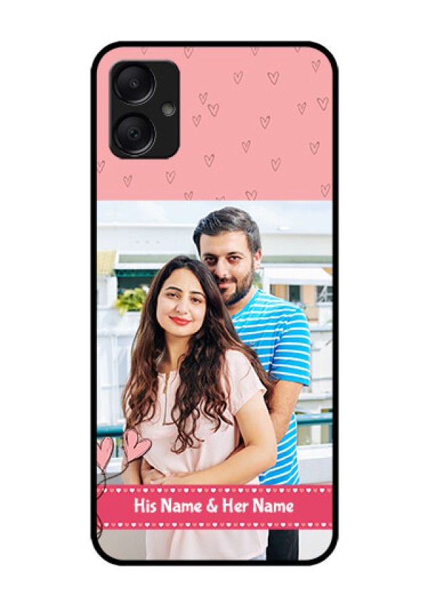 Galaxy M05 Custom Glass Phone Case - Love Design Peach Color