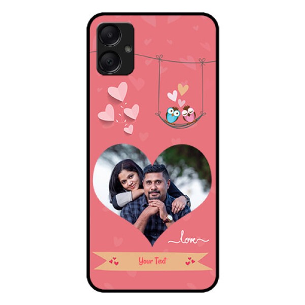 Galaxy M05 Custom Glass Phone Case - Peach Color Love Design