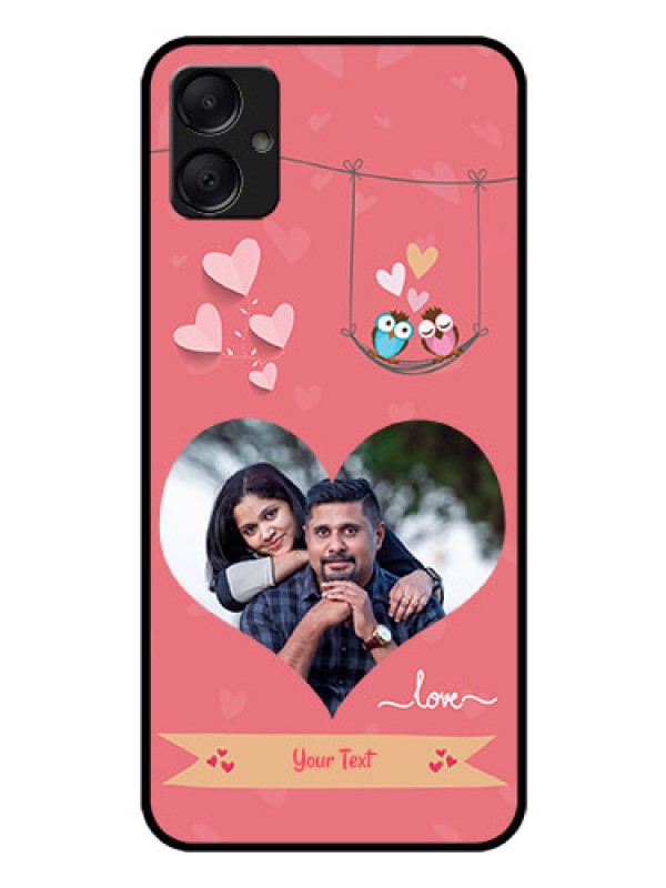 Custom Galaxy M05 Custom Glass Phone Case - Peach Color Love Design