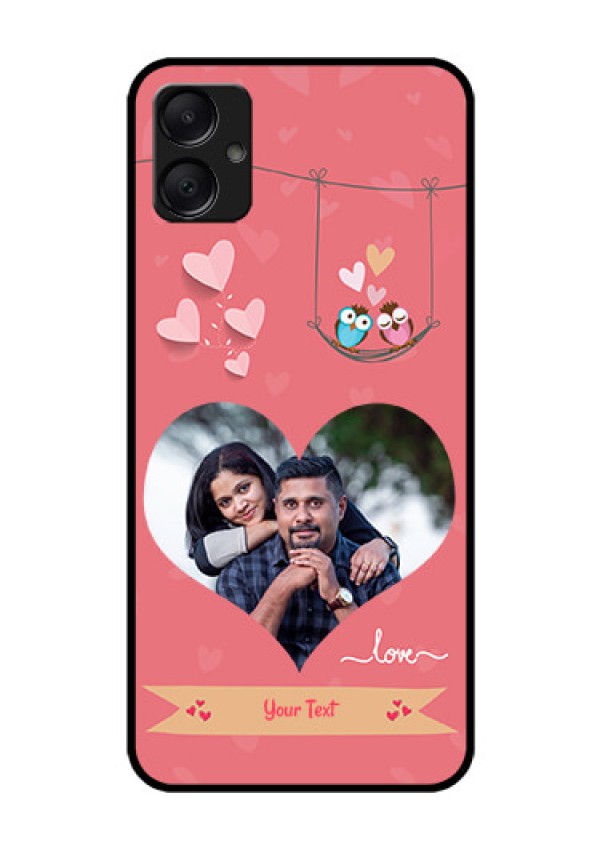 Galaxy M05 Custom Glass Phone Case - Peach Color Love Design