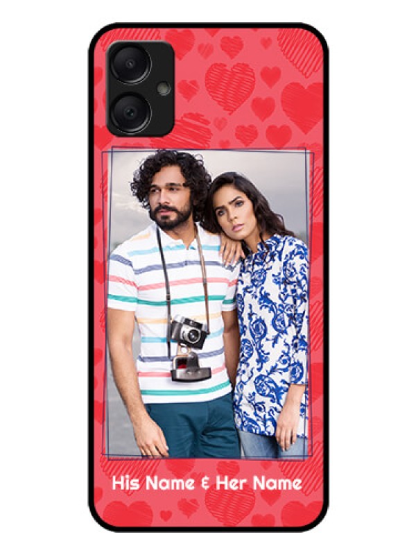 Custom Galaxy M05 Custom Glass Phone Case - With Red Heart Symbols Design