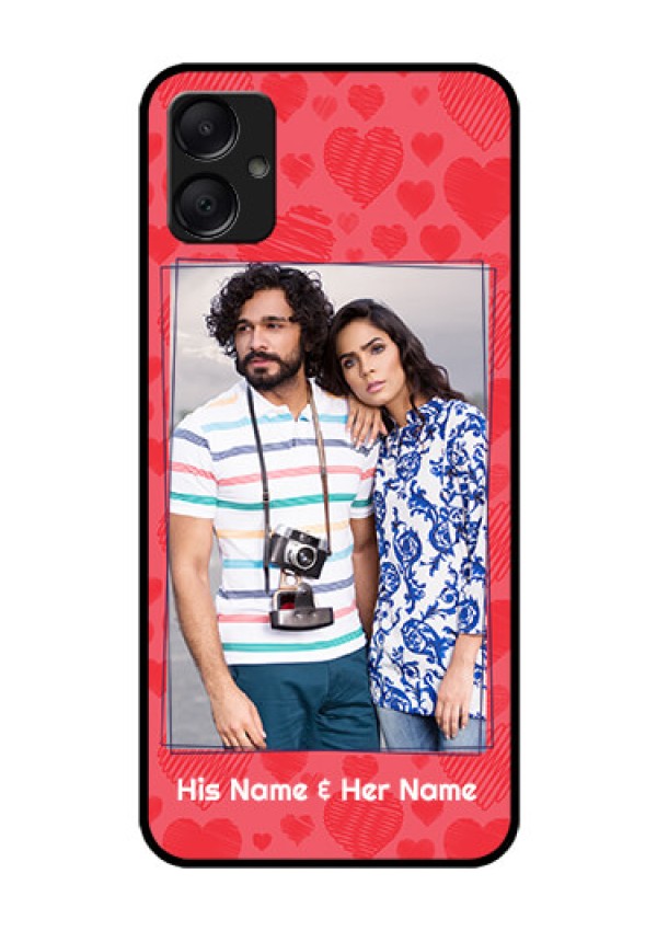 Galaxy M05 Custom Glass Phone Case - With Red Heart Symbols Design
