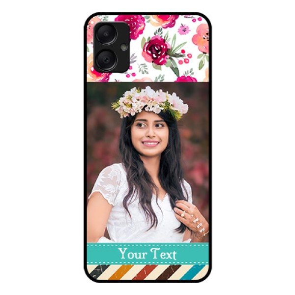 Galaxy M05 Custom Glass Phone Case - Water Colors Floral Design