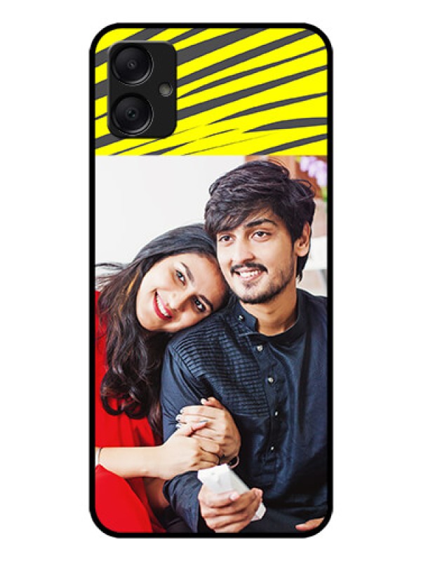 Custom Galaxy M05 Custom Glass Phone Case - Yellow Abstract Design